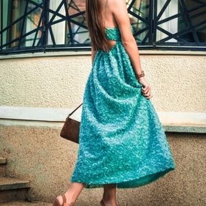 Zara Sea Green TEXTURED WEAVE DRESS
